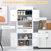 HOMCOM Buffet de cuisine armoire de cuisine multi-rangements 2 placards 2 portes tiroir niche MDF panneaux particules E1 blanc(m-4)