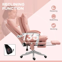 Vinsetto Vibration Massage Office Chair with Heat, Ergonomic Computer Desk Chairs, Faux Leather Desk Chair with Footrest, Armrest and Reclining Backrest, Pink(m-6)