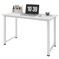 HOMCOM Table d'ordinateur table de salle à manger 120L x 60l x 76H cm Multifonction Grand Plateau Blanc cadre en métal(m-1)