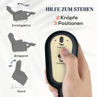 HOMCOM Aufstehsessel, Recliner-Sessel mit Aufstehhilfe, elektrischer Relaxsessel mit Fernbedienung, Seitentasche, Grau(m-4)