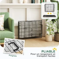 PawHut Cage pour chien cage de transport pour chien pliable avec 2 portes plateau amovible coussin lavable 76 x 53 x 60 cm noir(m-7)