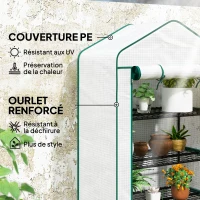 Outsunny Serre de jardin balcon étagère serre 4 niveaux 90 x 49 x 160 cm acier galvanisé bâche amovible PE haute densité blanc(m-4)