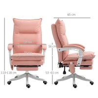 Vinsetto Vibration Massage Office Chair with Heat, Ergonomic Computer Desk Chairs, Faux Leather Desk Chair with Footrest, Armrest and Reclining Backrest, Pink(m-3)