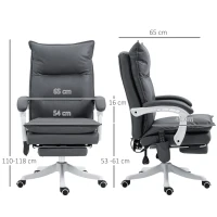 Vinsetto Vibration Massage Office Chair with Heat, Ergonomic Computer Desk Chairs, Faux Leather Desk Chair with Footrest, Armrest and Reclining Backrest, Charcoal Grey(m-3)