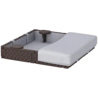 AIYAPLAY Arenero Infantil con 4 Asientos Cubierta Resistente y Diseño Abierto para Jardín Patio o Terraza 119x119x22 cm Marrón(m-1)