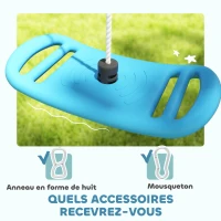 AIYAPLAY Balançoire enfant extérieur et intérieur avec corde réglable, mousqueton, charge max. 70 kg, bleu(m-8)