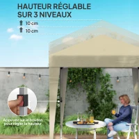 Outsunny Tonnelle barnum de jardin pop-up pliant réglable en hauteur protection UV 30+ 3 parois latérales beige(m-5)