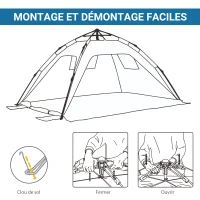 Outsunny Tente de plage pop up abris de plage portable pour 2 personnes facile à installer anti UV 220 x 173 x 120 cm bleu ciel(m-7)