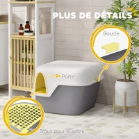 PawHut Bac à litière pour chat maison de toilette pour chat couvercle supérieur verrouillable et ouvrable 50 x 50 x 39 cm crème(m-7)