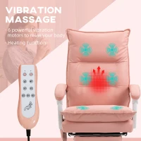 Vinsetto Vibration Massage Office Chair with Heat, Ergonomic Computer Desk Chairs, Faux Leather Desk Chair with Footrest, Armrest and Reclining Backrest, Pink(m-4)