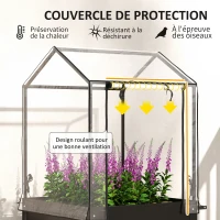 Outsunny Carré potager sur pieds avec bâche en plastique jardinière surélevée avec roues trou de drainage 67 x 69 x 147 cm noir(m-4)