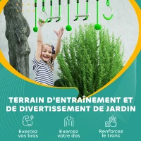 AIYAPLAY Parcours d'obstacles Ninja pour enfants 10 M kit de tyrolienne complet 7 pièces charge 50 kg, installation facile, vert(m-6)