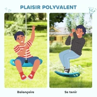 AIYAPLAY Balançoire enfant extérieur et intérieur avec corde réglable, mousqueton, charge max. 70 kg, bleu(m-4)