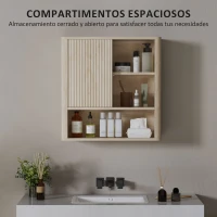 HOMCOM Armario de Baño de Pared con Puerta Corredera 5 Compartimentos y Estantes Ajustables 60x20x62 cm Blanco(m-4)