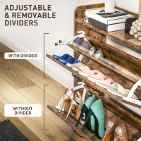 HOMCOM Two Flip Drawer Narrow Shoe Cabinet with Adjustable Shelves - Rustic Brown(m-5)