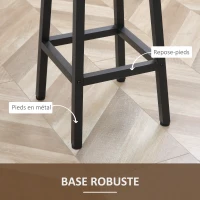 HOMCOM Lot de 2 tabourets style moderne hauteur 65 cm avec repose-pieds - brun rustique et noir(m-6)