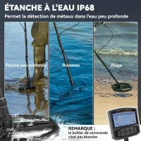 Outsunny Détecteur de métaux professionnel pour adultes 5 modes de détection haute précision IP68 puce DSP avancée LCD gris foncé(m-7)