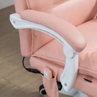 Vinsetto Vibration Massage Office Chair with Heat, Ergonomic Computer Desk Chairs, Faux Leather Desk Chair with Footrest, Armrest and Reclining Backrest, Pink(m-8)