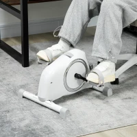 SPORTNOW Mini-Hometrainer, Onder-het-Bureau Voetpedalen, Arm- en Been Oefeningen, 8 Weerstandsniveaus, Staal, Wit(m-2)