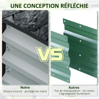 Outsunny Carré potager de jardin acier galvanisée 120 x 120 x 30 cm gris(m-7)