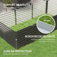 Outsunny Jardinière surélevée galvanisée rectangulaire pour l'extérieur - fond ouvert - 240 x 120 x 60cm, Gris(m-7)