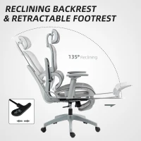 HOMCOM Multi-Adjustable Mesh Office Chair - Grey(m-6)