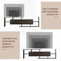 HOMCOM Ensemble meuble TV avec banc et étagère murale style contemporain 153,6L cm - noir(m-7)