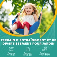 AIYAPLAY Parcours d'obstacles ninja pour enfants 10 accessoires 10 m slackline et sac de transport, bleu(m-6)