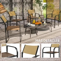 Outsunny Juego de 4 Sillas de Jardín Exterior Apilables con Tela Transpirable Reposabrazos y Respaldo 58x65x85 cm Marrón(m-6)
