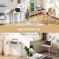 HOMCOM Computer Desk, Writing Table, 100 x 60 x 76cm Workstation for Home Office, Study with Metal Frame, Simple Assembly, White(m-6)