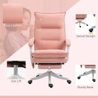 Vinsetto Vibration Massage Office Chair with Heat, Ergonomic Computer Desk Chairs, Faux Leather Desk Chair with Footrest, Armrest and Reclining Backrest, Pink(m-7)
