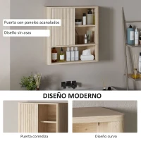 HOMCOM Armario de Baño de Pared con Puerta Corredera 5 Compartimentos y Estantes Ajustables 60x20x62 cm Blanco(m-6)