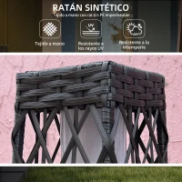 Outsunny Lámpara Solar de Ratán Sintético con Luces LED Encendido/Apagado Automático para Exterior 20x20x68 cm Gris(m-4)