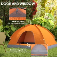 Outsunny 2 Person Camping Tent, Dome Tent with Zipped Doors, Storage Pocket, Portable Handy Bag, Orange(m-4)