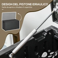 Outsunny Baule da Giardino da 366L Effetto Legno in Plastica, 122.4x62x64.5 cm, Nero(m-5)