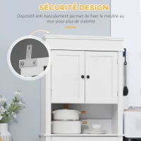 HOMCOM Buffet de cuisine armoire de cuisine multi-rangements 2 placards 2 portes tiroir niche MDF panneaux particules E1 blanc(m-6)