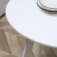 HOMCOM Mesa de Comedor Moderna para 2 Personas Mesa Redonda con Patas de Metal para Cocina Salón Ø72x75 cm Blanco Brillo(m-8)