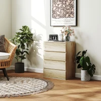 HOMCOM Commode 4 tiroirs meuble de rangement sans poignées design minimaliste 60 x 40 x 80 cm naturel(m-7)