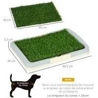 PawHut Toilette pour chien litière avec tapis en gazon artificiel plateau et panneau grillagé 46,5 x 34 cm(m-3)
