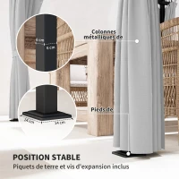 Outsunny Pergola jardin exterieur 3 x 6 m pergola coulissante rétractable avec parois latérales, abri soleil UPF30+, gris(m-7)