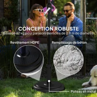 Outsunny Pied de parasol socle parasol extérieur pour mât de Ø 38 et 48 mm poids net 22 Kg en métal Ø 48 x 38,5 cm noir(m-5)