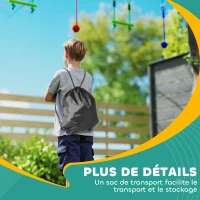 AIYAPLAY Parcours d'obstacles ninja pour enfants 10 accessoires 10 m slackline et sac de transport, bleu(m-7)