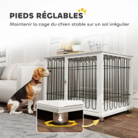 PawHut Cage pour chien caisse pour chien avec coussin pieds réglables pour chiens moyens jusqu'à 20 kg 90 x 58 x 62,5 cm gris(m-8)