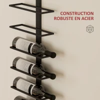HOMCOM Porte bouteille mural en acier pour 10 bouteilles, pour cuisine, bar, salle à manger, cave, noir(m-6)