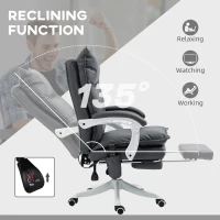Vinsetto Vibration Massage Office Chair with Heat, Ergonomic Computer Desk Chairs, Faux Leather Desk Chair with Footrest, Armrest and Reclining Backrest, Charcoal Grey(m-6)
