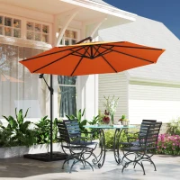 Outsunny 3m Overhanging Parasol, with Base, Weights and Cover - Orange(m-10)