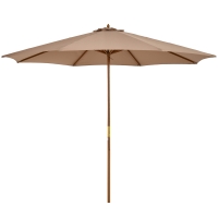 Outsunny Parasol droit parasol de jardin double toit en bois polyester haute densité protection solaire Ø 3 x 2,5 m kaki