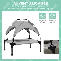 PawHut Lit pour chien chat sur pieds lit chien surélevé velum anti-UV oxford sac de transport inclus 61 x 46 x 63 cm gris(m-5)