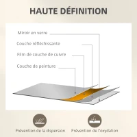 HOMCOM Miroir mural arc 30 x 120 cm, grand miroir décoratif avec cadre métallique, pour salon, chambre, couloir, ton doré(m-6)