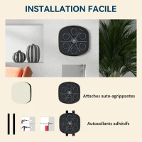 SPORTNOW Machine de boxe musicale boxe mural musique avec 9 vitesses et modes Bluetooth gants de boxe 41,8 x 44,6 x 7,5 cm noir(m-6)